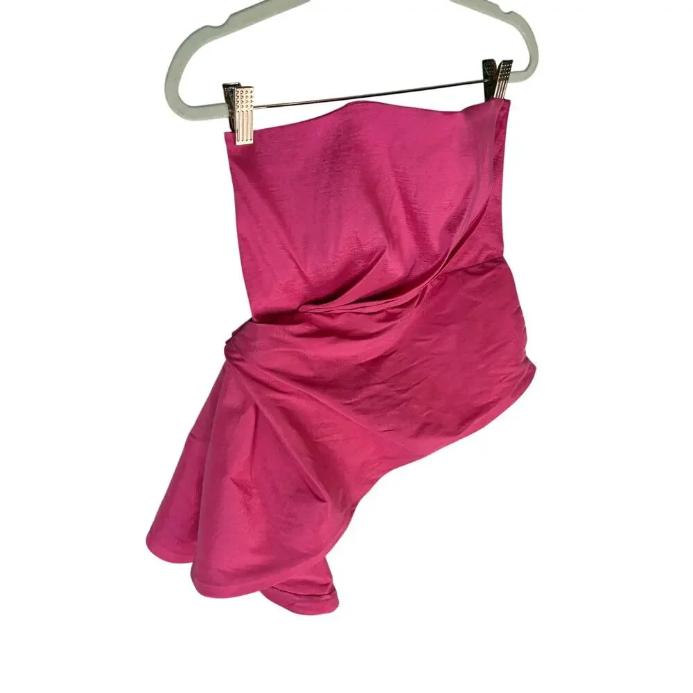 NBD Jancis Peplum Top Strapless Draped Taffeta Party Cocktail NYE Evening M